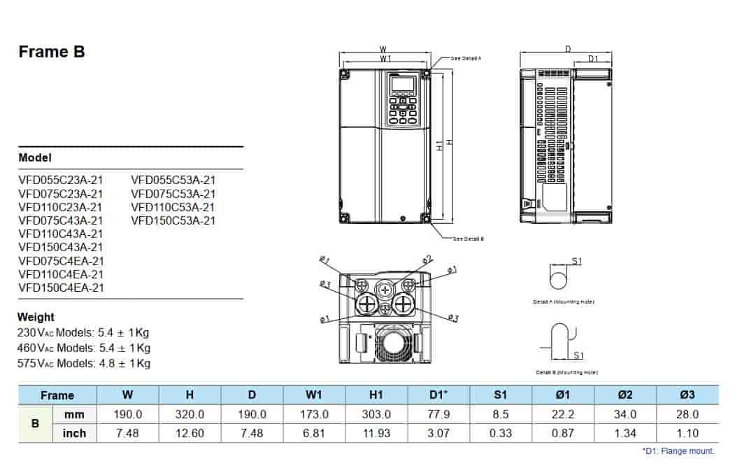 biến tần VFD550C43A-00