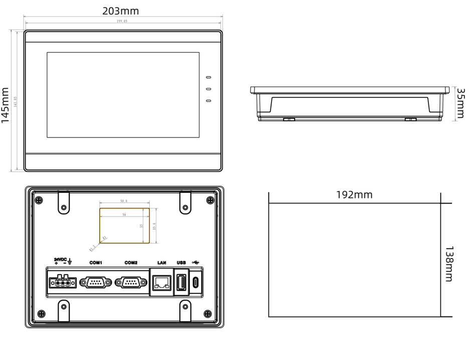 Kích thước màn hình hmi SK-070QEV3