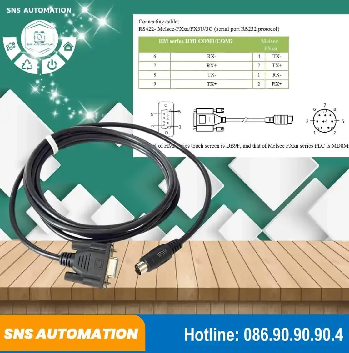 cáp kết nối màn hình samkoon plc mitsubishi